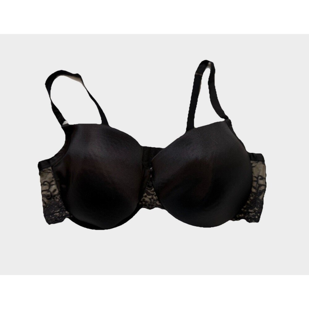 Cacique Underwire Lightly Lined 44DDD T-Shirt Bra Black Lace